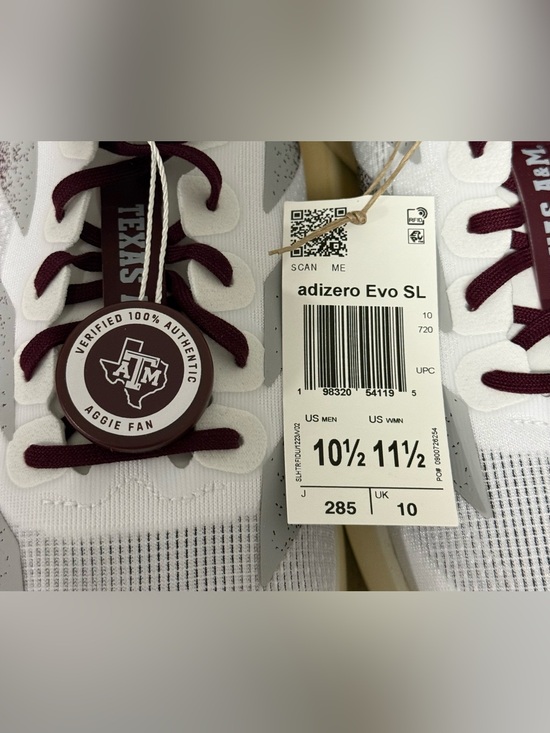 Adidas Adizero Evo SL Texas A&M Running Shoes White JQ4566 Mens Size 10.5